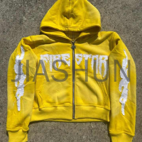 Acid Wash Oversized Heavyweight Distressed Embroidery Hoodie