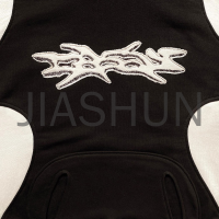 Two Tone Heavyweight Hoodie with Patchwork Applique Embroidery