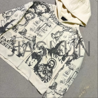 Regular Fit Retro Full All Print Distressed Zip-Up Hoodie