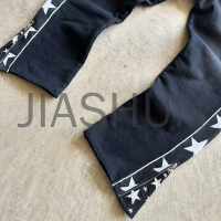 100% Cotton Heavyweight Acid Wash Jogger Sweatpants with Side Stars