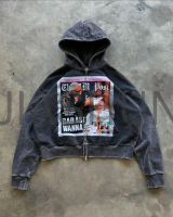 Vintage Acid Wash Regular Fit Zip-Up Hoodie