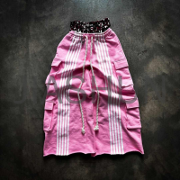 Vintage Wash Baggy Double Waist Digital Print Cargo Pants