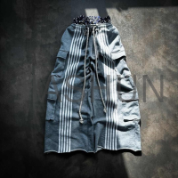 Vintage Wash Baggy Double Waist Digital Print Cargo Pants