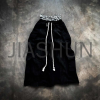 Vintage Wash Baggy Double Waist Digital Print Cargo Pants