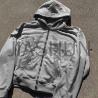 430 gsm Cotton Silk Screen Printed Zip-Up Hoodie