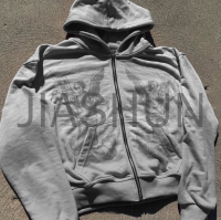 430 gsm Cotton Silk Screen Printed Zip-Up Hoodie