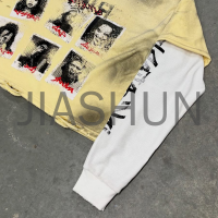 Loose Fit Double Layer Long Sleeve T-Shirt with Front Logo Print