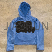 Graphic Print Washed French Terry Drop Shoulder Cropped Boxy Hoodie