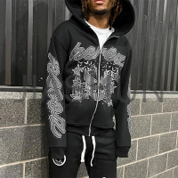 French Terry Distressed Acid Wash Hoodie with DTG Print