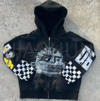 Oversized Zip-Up Hoodie with DTG Print
