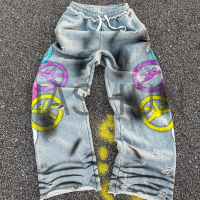 Sunfaded Vintage Wash Distressed Wide Leg Heavyweight Sweatpants