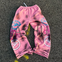 Sunfaded Vintage Wash Distressed Wide Leg Heavyweight Sweatpants