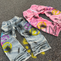 Sunfaded Vintage Wash Distressed Wide Leg Heavyweight Sweatpants