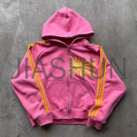 Distressed Acid Wash Oversized Zip-Up Hoodie Screen Print