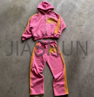 Distressed Acid Wash Oversized Zip-Up Hoodie Screen Print
