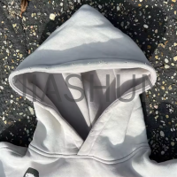 Regular Fit White Distressed Graphic Hoodie with DTG Print