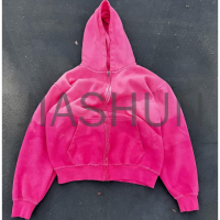 Acid Wash Heavyweight Zip-Up Hoodie with DTG Print