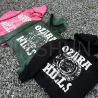 Distressed French Terry Drop Shoulder Letter Patchwork Zip-Up Hoodie