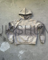 Sun Faded Acid Washed Distressed French Terry Hoodie with Applique