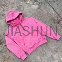Acid Wash Distressed Oversized Sun-Faded Zip-Up Hoodie