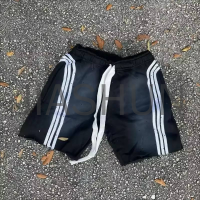 Acid Wash Oversized Sweat Shorts with Side Rhinestone Stripe
