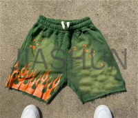 Acid Wash Sun Fade French Terry Sweat Shorts with Raw Hem