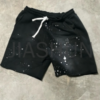 Acid Wash French Terry Heavy Cotton Sweat Shorts with 3D Puff Print