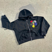 Vintage French Terry Zip-Up Hoodie and Flare Sweatpants Set