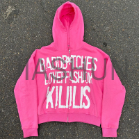 Oversized Heavyweight Zip-Up Hoodie with DTG Print