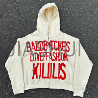 Oversized Heavyweight Zip-Up Hoodie with DTG Print
