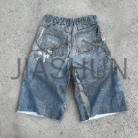 Acid Wash Loose Fit Baggy Jeans with Letter Print
