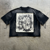 Heavyweight Sun Faded Acid Wash Distressed Oversized T-Shirt