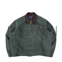 Vintage Washed Heavyweight Canvas Work Jacket with Corduroy Collar