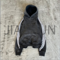 French Terry 100% Cotton Striped Hoodie Sweatshirt