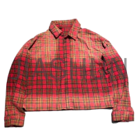 Vintage Acid Wash Cotton Long Sleeve Check Plaid Flannel Shirt