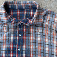 Vintage Acid Wash Cotton Check Plaid Flannel Long Sleeve Shirt