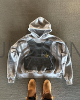 Vintage Distressed Boxy Hoodie with DTG Print