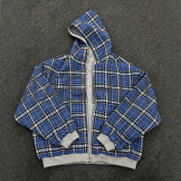 Heavyweight Plaid Reversible Oversized Zip-Up Hoodie