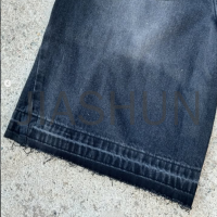 Stonewashed Loose Fit Raw Cut Distressed Denim Shorts