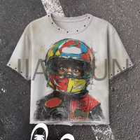 Oversized 100 Cotton Rhinestone Printed T-Shirt