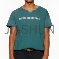 Heavyweight Vintage Acid Wash Hole Ripped Distressed T-Shirt
