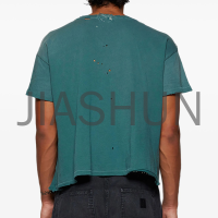 Heavyweight Vintage Acid Wash Hole Ripped Distressed T-Shirt