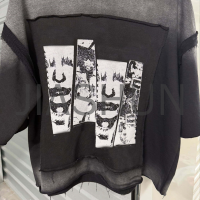Boxy Fit Distressed Acid Wash T-Shirt with DTG Print