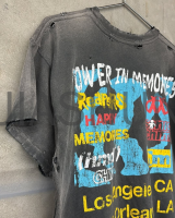 Heavyweight Cotton Acid Wash Distressed Graphic Oversized T-Shirt