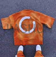 Acid Washed Sun Faded Boxy Oversized Polo Zip-Up T-Shirt
