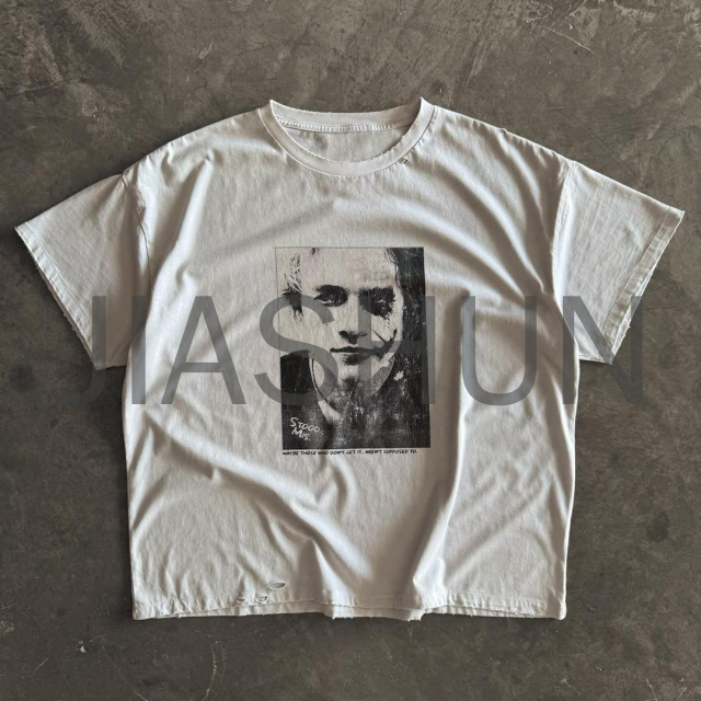 Oversized Distressed Vintage Graphic T-Shirt with DTG Print