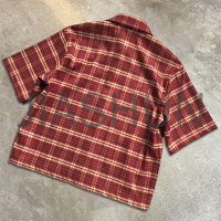 Plaid Flannel Oversized Boxy Short Sleeve Button Shirt