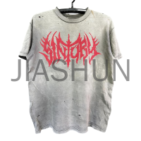 Distressed Vintage Acid Wash Oversize Tee with Screen Print