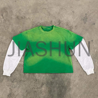 Acid Wash Double Layer Long Sleeve T-shirt