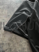 Black and Gray Oversized T-shirt with Contrast Stitching